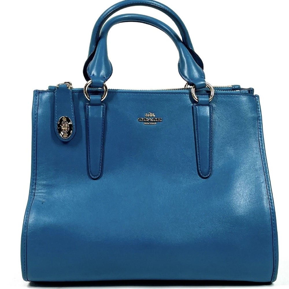 Coach Teal Leather Tote Bag with COA
